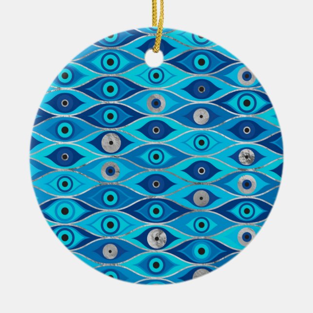 Griechisch Mataki - Matiasma Evil Eye Muster Keramik Ornament (Vorne)