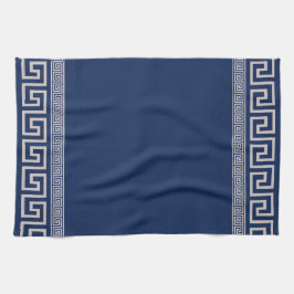 Griechisch Meander - griechischer Schlüssel - Blau Geschirrtuch