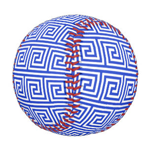 Griechisch Meander Key Squares Muster Blau Baseball