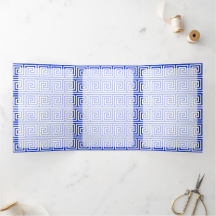 Griechisch Meander Key Squares Muster Blau Dreifach Gefaltete Karte