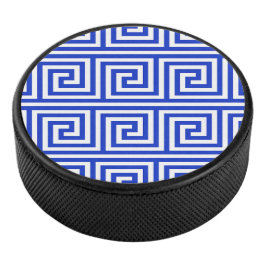 Griechisch Meander Key Squares Muster Blau Eishockey Puck