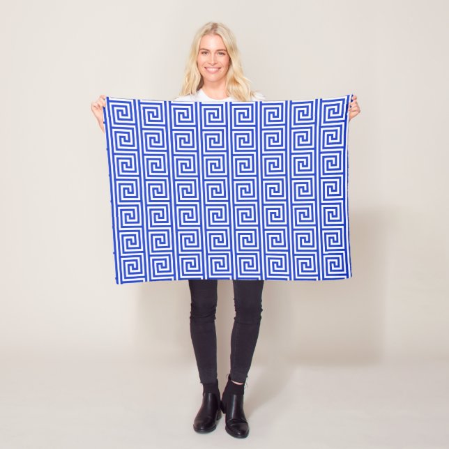 Griechisch Meander Key Squares Muster Blau Fleecedecke (Beispiel)