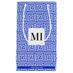 Griechisch Meander Key Squares Muster Blau Kleine Geschenktüte