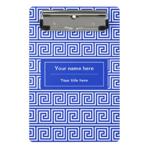 Griechisch Meander Key Squares Muster Blau Mini Klemmbrett