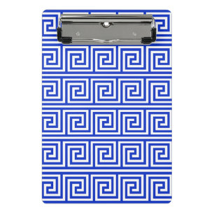 Griechisch Meander Key Squares Muster Blau Mini Klemmbrett