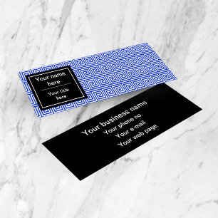 Griechisch Meander Key Squares Muster Blau Mini Visitenkarte