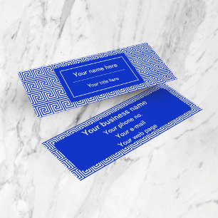 Griechisch Meander Key Squares Muster Blau Mini Visitenkarte