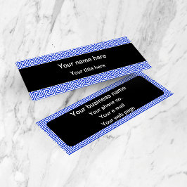 Griechisch Meander Key Squares Muster Blau Mini Visitenkarte
