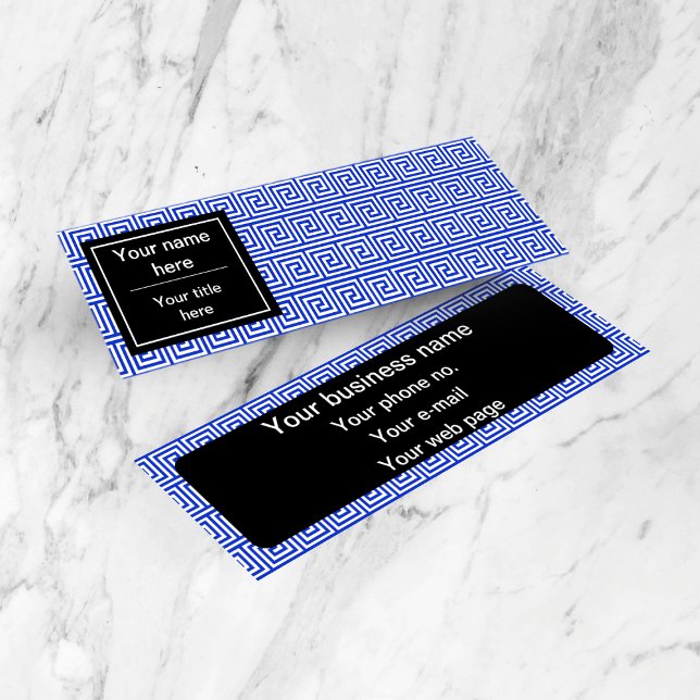 Griechisch Meander Key Squares Muster Blau Mini Visitenkarte (Von Creator hochgeladen)