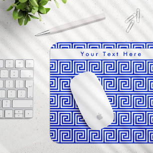 Griechisch Meander Key Squares Muster Blau Mousepad