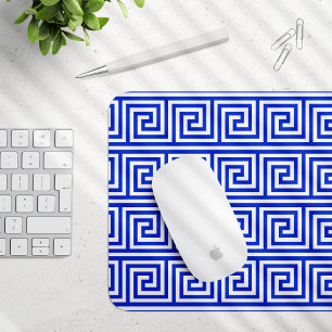 Griechisch Meander Key Squares Muster Blau Mousepad