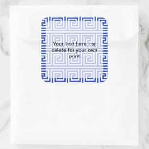 Griechisch Meander Key Squares Muster Blau Quadratischer Aufkleber