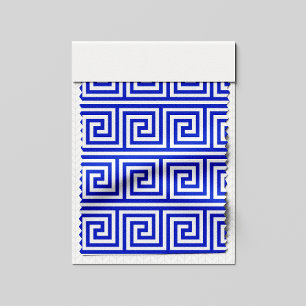Griechisch Meander Key Squares Muster Blau Stoff