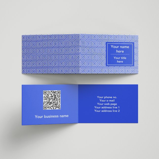 Griechisch Meander Key Squares Muster Blau Visitenkarten (Von Creator hochgeladen)