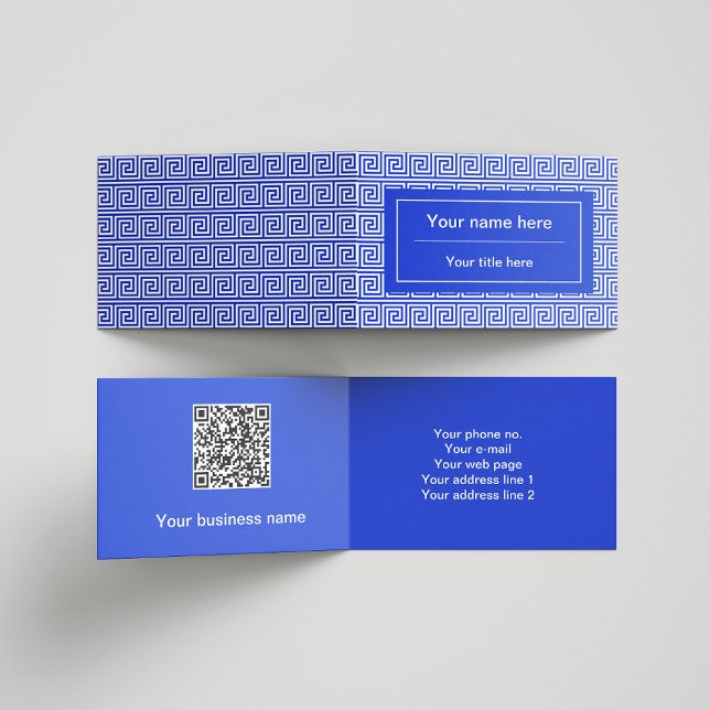 Griechisch Meander Key Squares Muster Blau Visitenkarten (Von Creator hochgeladen)