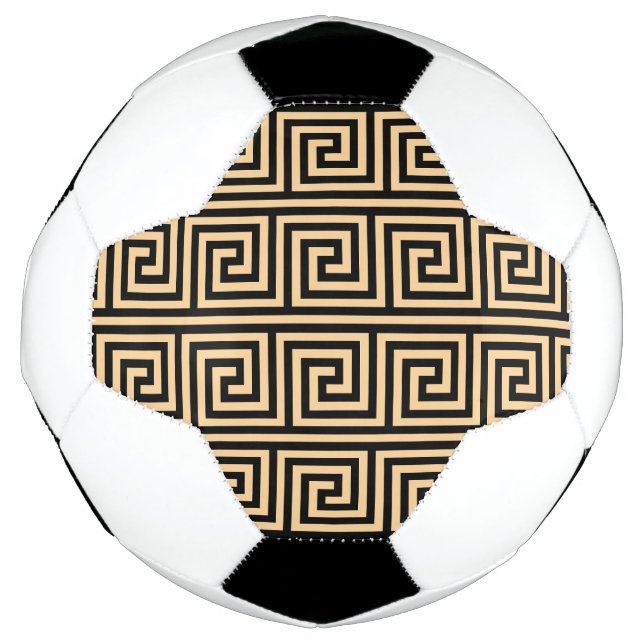 Griechisch Meander Key Squares Muster Brown Fußball (Vorderseite)