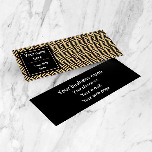 Griechisch Meander Key Squares Muster Brown Mini Visitenkarte
