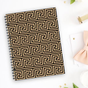 Griechisch Meander Key Squares Muster Brown Notizbuch