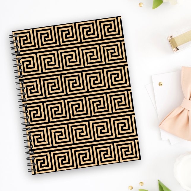 Griechisch Meander Key Squares Muster Brown Notizbuch (Von Creator hochgeladen)