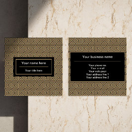 Griechisch Meander Key Squares Muster Brown Quadratische Visitenkarte