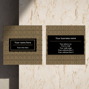 Griechisch Meander Key Squares Muster Brown Quadratische Visitenkarte