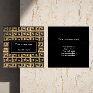 Griechisch Meander Key Squares Muster Brown Quadratische Visitenkarte