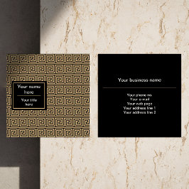 Griechisch Meander Key Squares Muster Brown Quadratische Visitenkarte