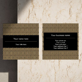 Griechisch Meander Key Squares Muster Brown Quadratische Visitenkarte