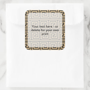 Griechisch Meander Key Squares Muster Brown Quadratischer Aufkleber