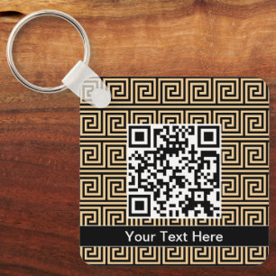 Griechisch Meander Key Squares Muster Brown Schlüsselanhänger