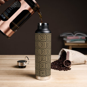 Griechisch Meander Key Squares Muster Brown Trinkflasche