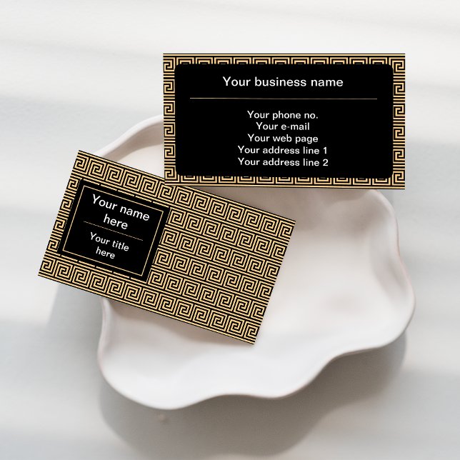 Griechisch Meander Key Squares Muster Brown Visitenkarte (Von Creator hochgeladen)
