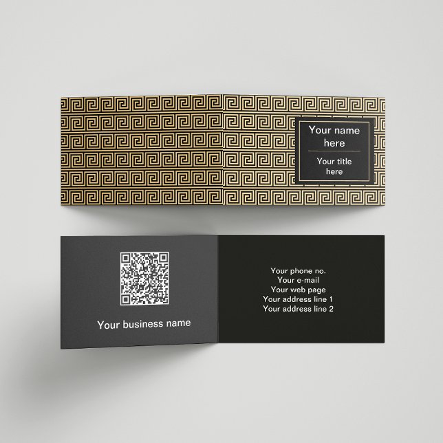 Griechisch Meander Key Squares Muster Brown Visitenkarten (Von Creator hochgeladen)