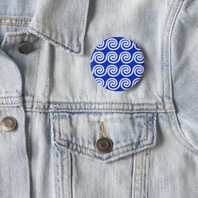 Griechisch Meander Key Waves Muster blau Button (Beispiel)