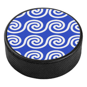 Griechisch Meander Key Waves Muster blau Eishockey Puck