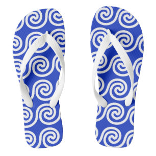 Griechisch Meander Key Waves Muster blau Flip Flops