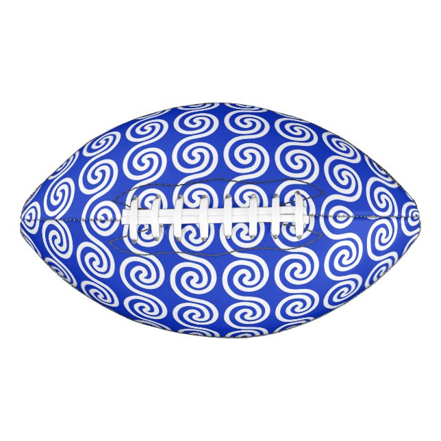 Griechisch Meander Key Waves Muster blau Football (Vorderseite)