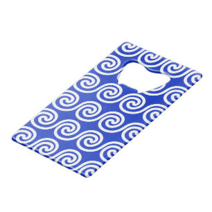 Griechisch Meander Key Waves Muster blau Geldbeutel Flaschenöffner