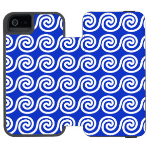 Griechisch Meander Key Waves Muster blau Incipio Watson™ iPhone 5 Geldbörsen Hülle