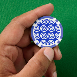 Griechisch Meander Key Waves Muster blau Pokerchips