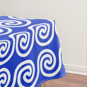 Griechisch Meander Key Waves Muster blau Tischdecke