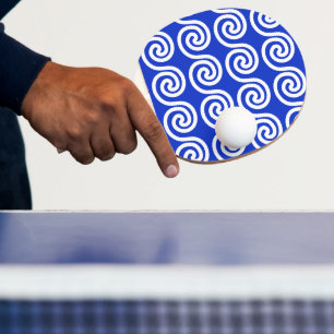 Griechisch Meander Key Waves Muster blau Tischtennis Schläger
