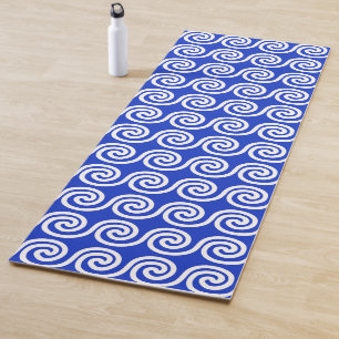 Griechisch Meander Key Waves Muster blau Yogamatte