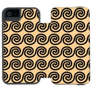 Griechisch Meander Key Waves Muster Brown Incipio Watson™ iPhone 5 Geldbörsen Hülle