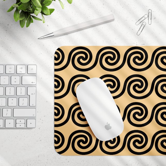 Griechisch Meander Key Waves Muster Brown Mousepad (Von Creator hochgeladen)