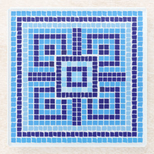 Griechisch-Mosaiksteinschmuck - Blauschattierungen Glasuntersetzer