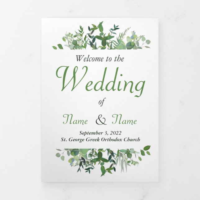 Griechisch-orthodoxe Hochzeitsprogramm Dreifach Gefaltete Einladung (Cover)