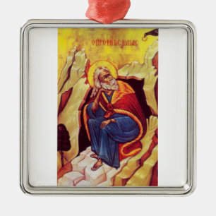 Griechisch-orthodoxe Ikone des Propheten Elija Ornament Aus Metall