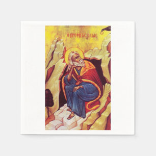 Griechisch-orthodoxe Ikone des Propheten Elija Serviette