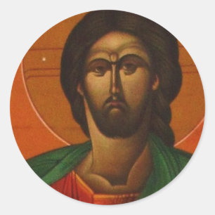 GRIECHISCH-ORTHODOXE IKONE JESUS CHRISTUS RUNDER AUFKLEBER